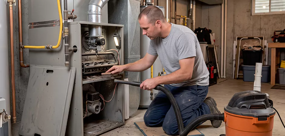 Burner and Heater Compartment Lint Removal in San Antonio